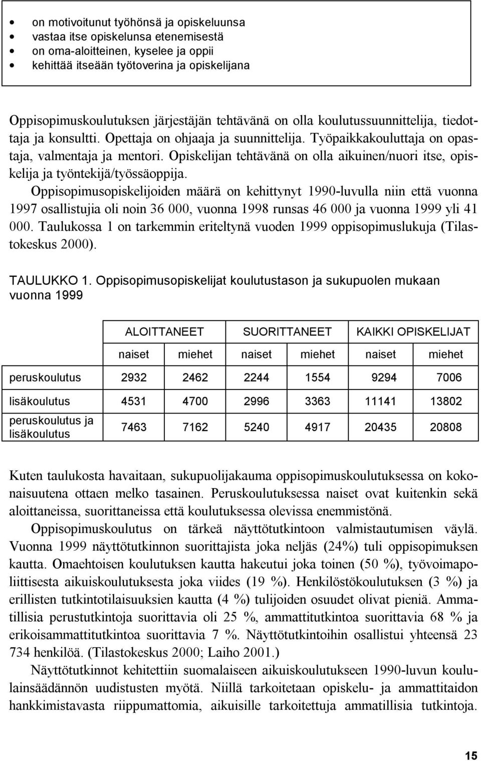 Opiskelijan tehtävänä on olla aikuinen/nuori itse, opiskelija ja työntekijä/työssäoppija.