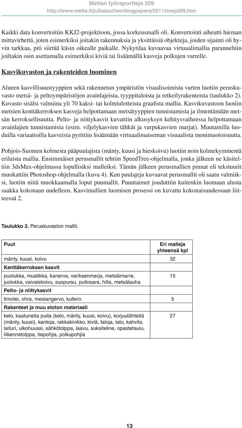 Nykytilaa kuvaavaa virtuaalimallia paranneltiin joiltakin osin asettamalla esimerkiksi kiviä tai lisäämällä kasveja polkujen varrelle.