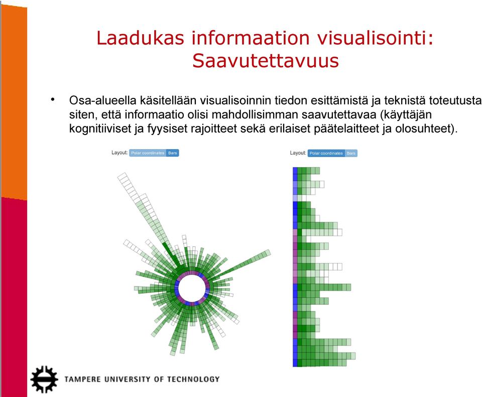 siten, että informaatio olisi mahdollisimman saavutettavaa (käyttäjän