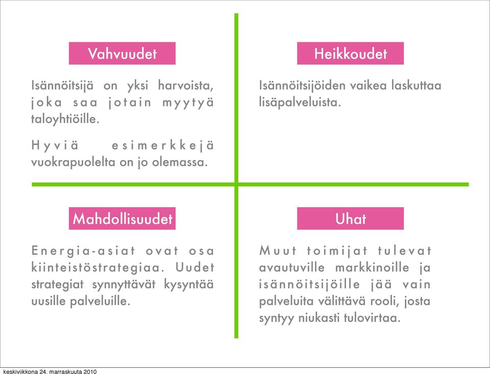 Mahdollisuudet E n e r g i a - a s i a t o v a t o s a kiinteistöstrategiaa.