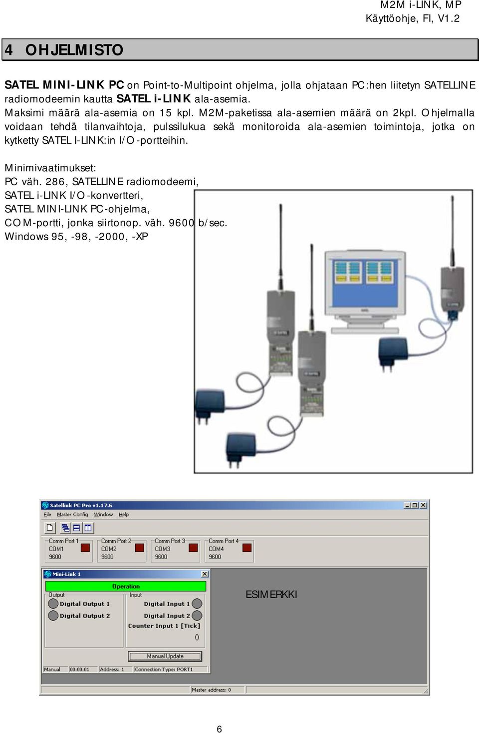 Ohjelmalla voidaan tehdä tilanvaihtoja, pulssilukua sekä monitoroida ala-asemien toimintoja, jotka on kytketty SATEL I-LINK:in I/O-portteihin.