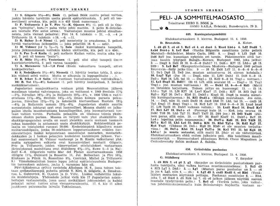 Vastustajan muutos johtui simultaaneista, joita vieraat pelasivat: Pirc 1. 6. tuloksin + 21, --5, =.ia Trifunovic 15. 6. tuloksin +19, --0, =1 3) B. Babar 2-0 Niemi ( peli menetetty jo avauksessa, 2.