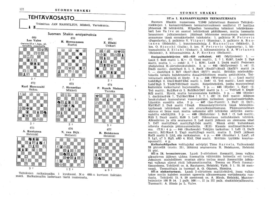 Rasch Nielsen Mikkeli Tanska 2 :i: 3 :i: 676 677 N. van Dijk R. HeiSkanen Hollanti ;--=- Helsinki 3 ;. a 5 ± Tehtävien ratkaisuaika 1 kuukausi'. N.o 668.n k UVlOon. lisätään msc5.