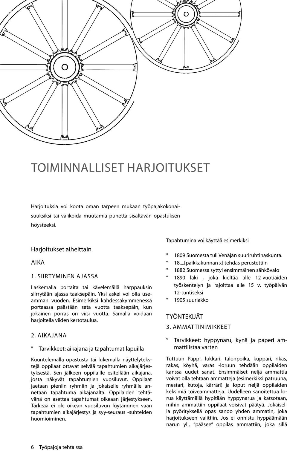 Esimerkiksi kahdessakymmenessä portaassa päästään sata vuotta taaksepäin, kun jokainen porras on viisi vuotta. Samalla voidaan harjoitella viiden kertotaulua. 2.