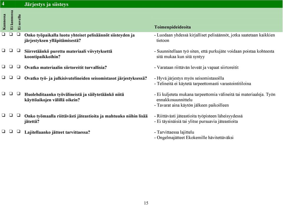 - Suunnitellaan työ siten, että purkujäte voidaan poistaa kohteesta sitä mukaa kun sitä syntyy Ovatko materiaalin siirtoreitit turvallisia?