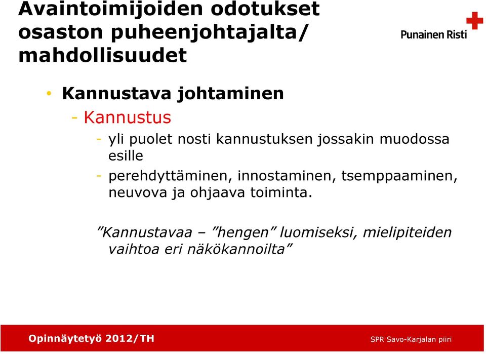 muodossa esille - perehdyttäminen, innostaminen, tsemppaaminen, neuvova ja