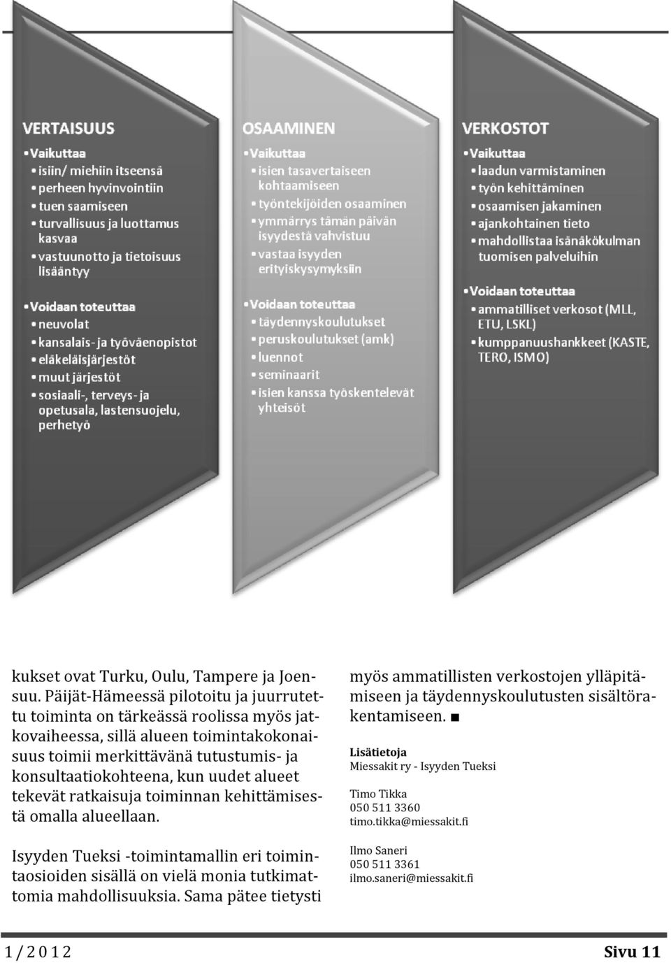 konsultaatiokohteena, kun uudet alueet tekevät ratkaisuja toiminnan kehittämisestä omalla alueellaan.