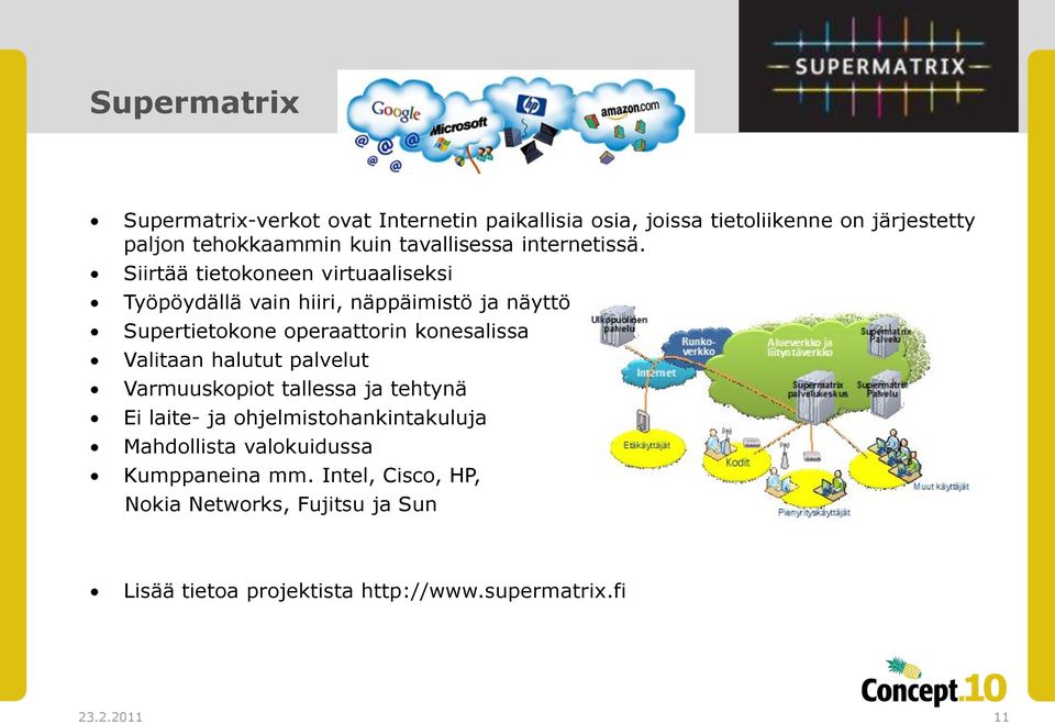 Siirtää tietokoneen virtuaaliseksi Työpöydällä vain hiiri, näppäimistö ja näyttö Supertietokone operaattorin konesalissa Valitaan