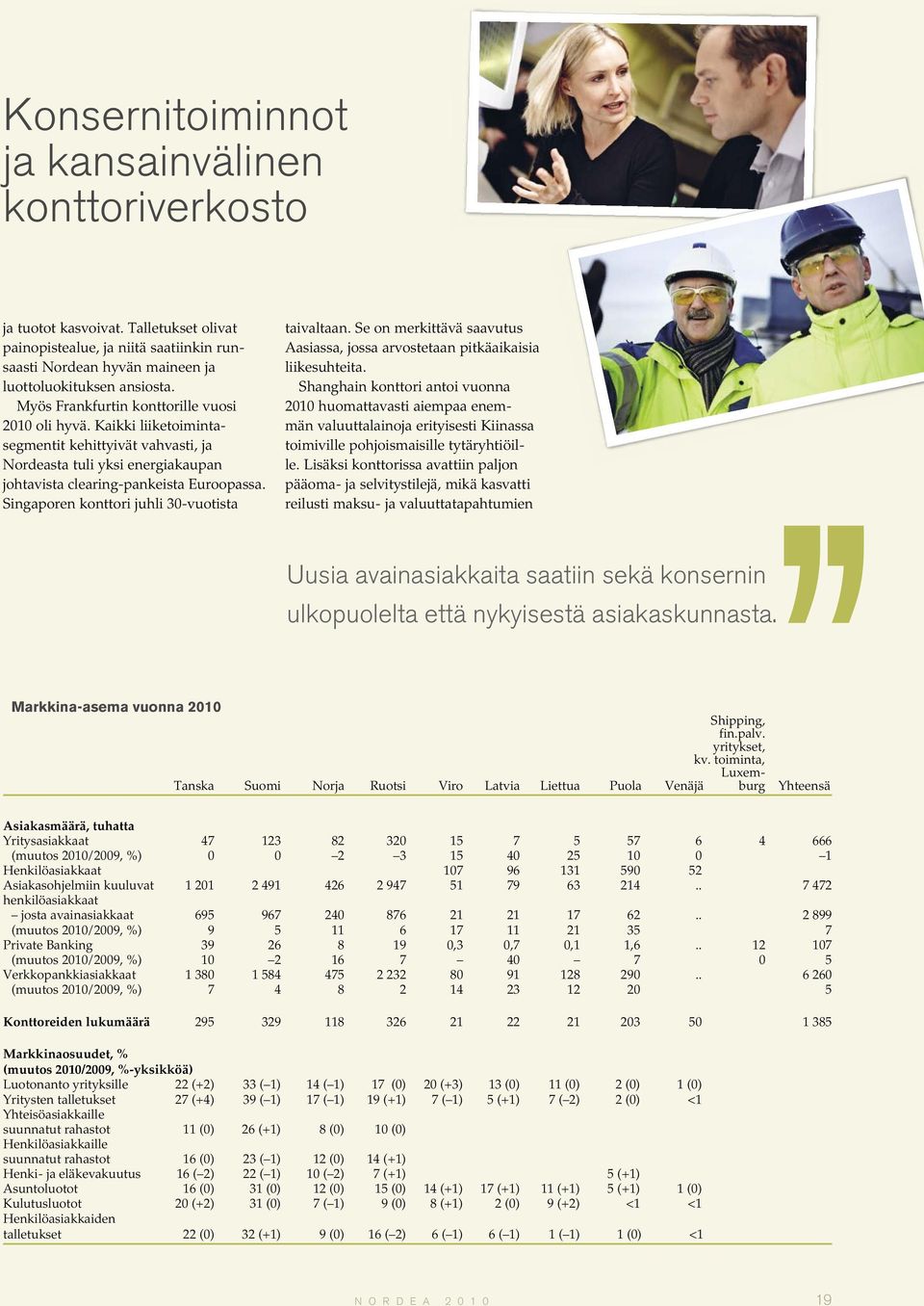 Shanghain konttori antoi vuonna Myös Frankfurtin konttorille vuosi 2010 huomattavasti aiempaa enemmän 2010 oli hyvä.