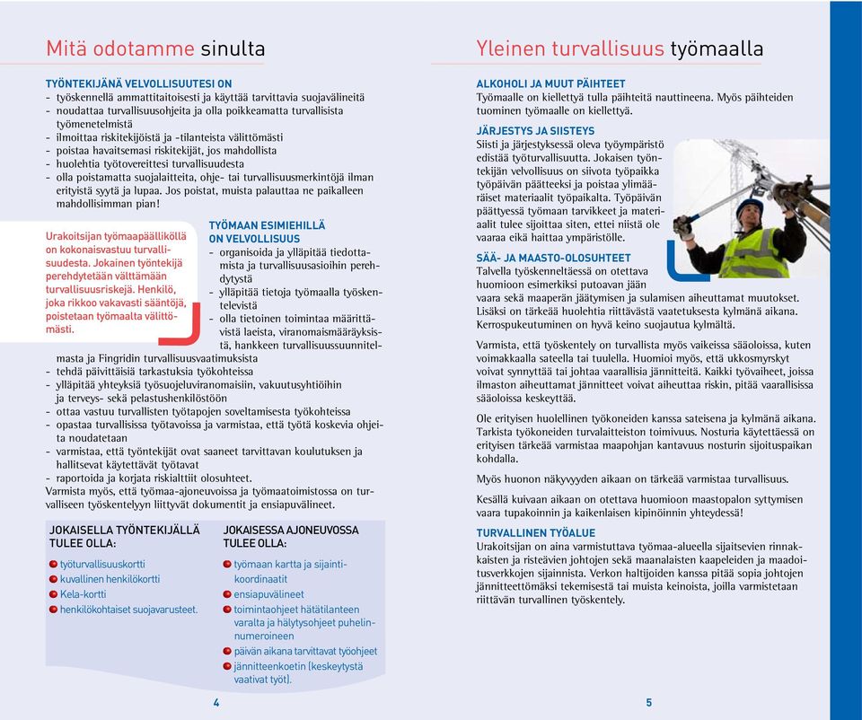 suojalaitteita, ohje- tai turvallisuusmerkintöjä ilman erityistä syytä ja lupaa. Jos poistat, muista palauttaa ne paikalleen mahdollisimman pian!