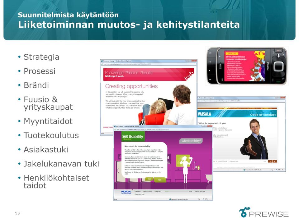 Fuusio & yrityskaupat Myyntitaidot Tuotekoulutus