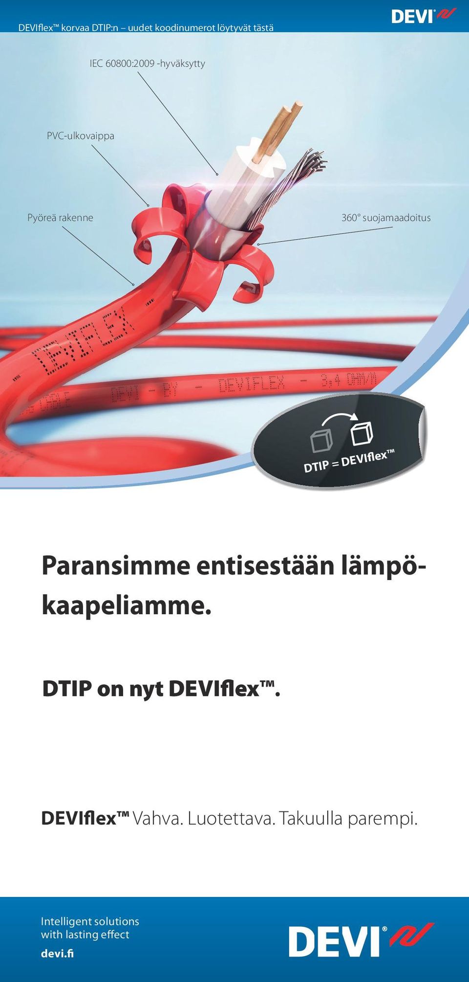 Paransimme entisestään lämpökaapeliamme. DTIP on nyt DEVIflex.