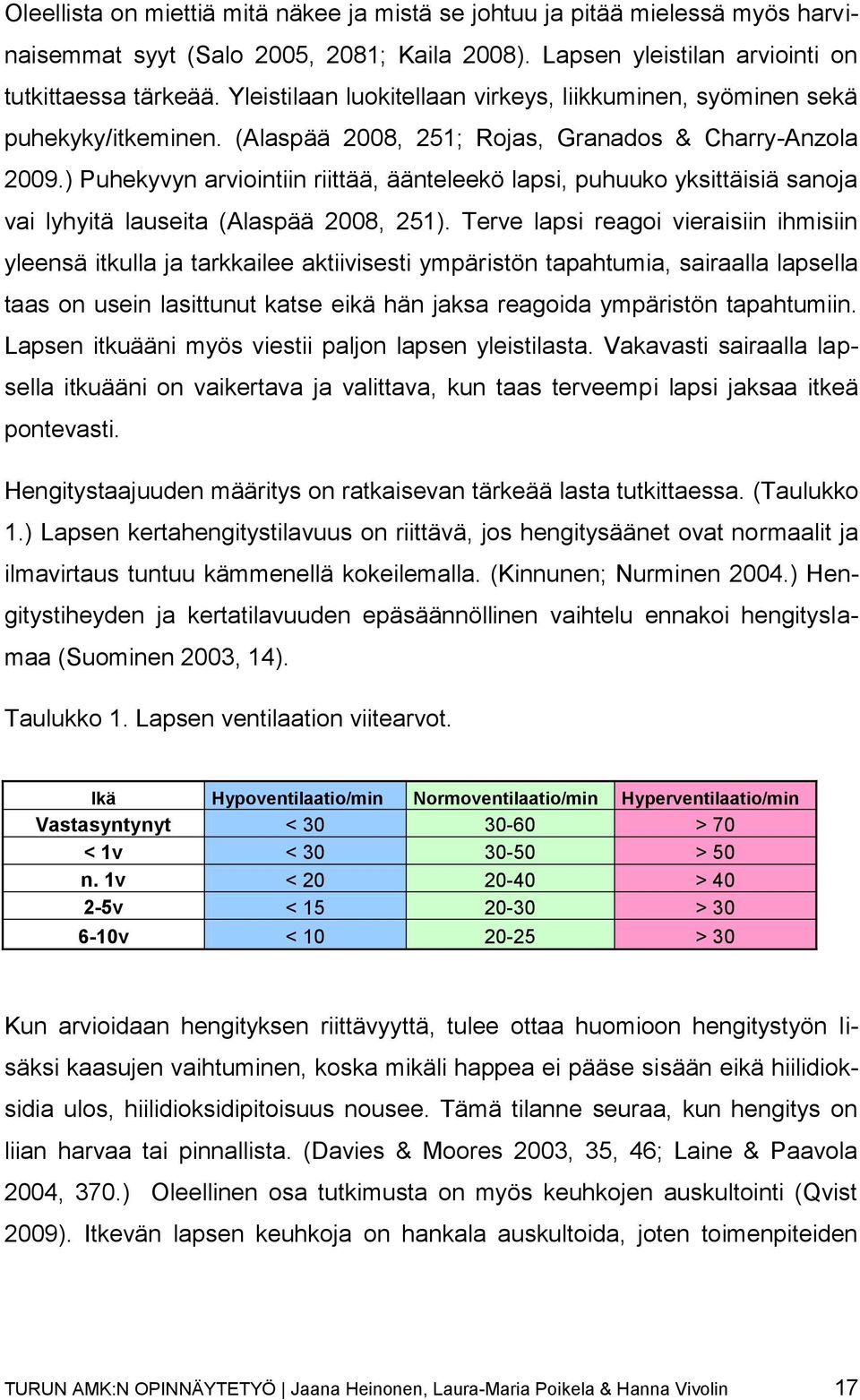 ) Puhekyvyn arviointiin riittää, äänteleekö lapsi, puhuuko yksittäisiä sanoja vai lyhyitä lauseita (Alaspää 2008, 251).