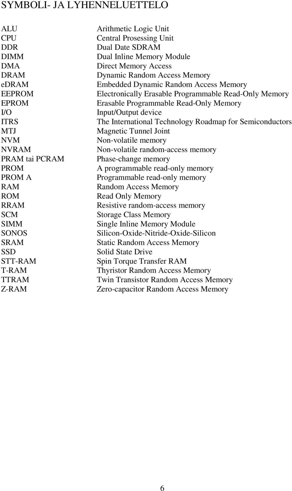 Programmable Read-Only Memory Erasable Programmable Read-Only Memory Input/Output device The International Technology Roadmap for Semiconductors Magnetic Tunnel Joint Non-volatile memory Non-volatile