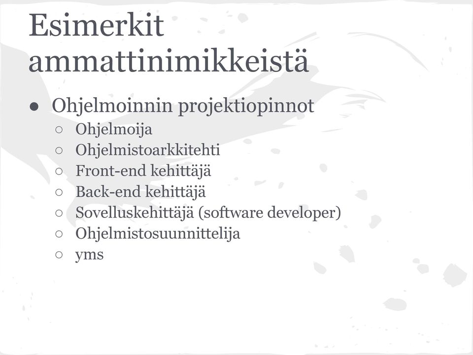 Front-end kehittäjä Back-end kehittäjä