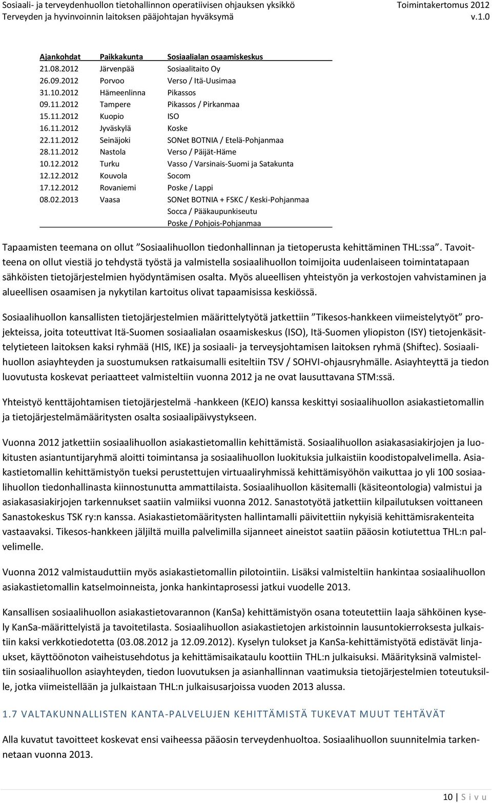 12.2012 Kouvola Socom 17.12.2012 Rovaniemi Poske / Lappi 08.02.