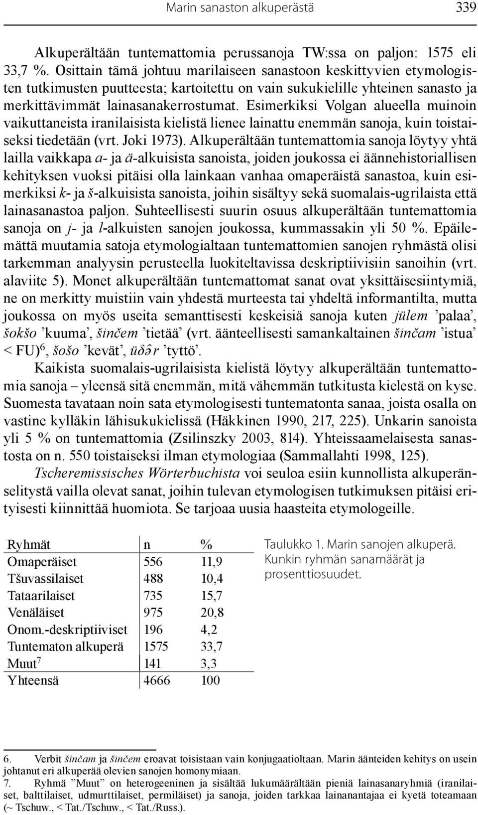 Esimerkiksi Volgan alueella muinoin vaikuttaneista iranilaisista kielistä lienee lainattu enemmän sanoja, kuin toistaiseksi tiedetään (vrt. Joki 1973).