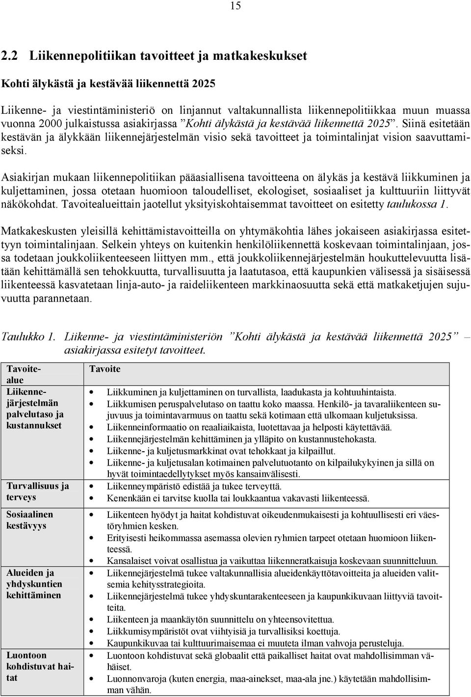 Siinä esitetään kestävän ja älykkään liikennejärjestelmän visio sekä tavoitteet ja toimintalinjat vision saavuttamiseksi.