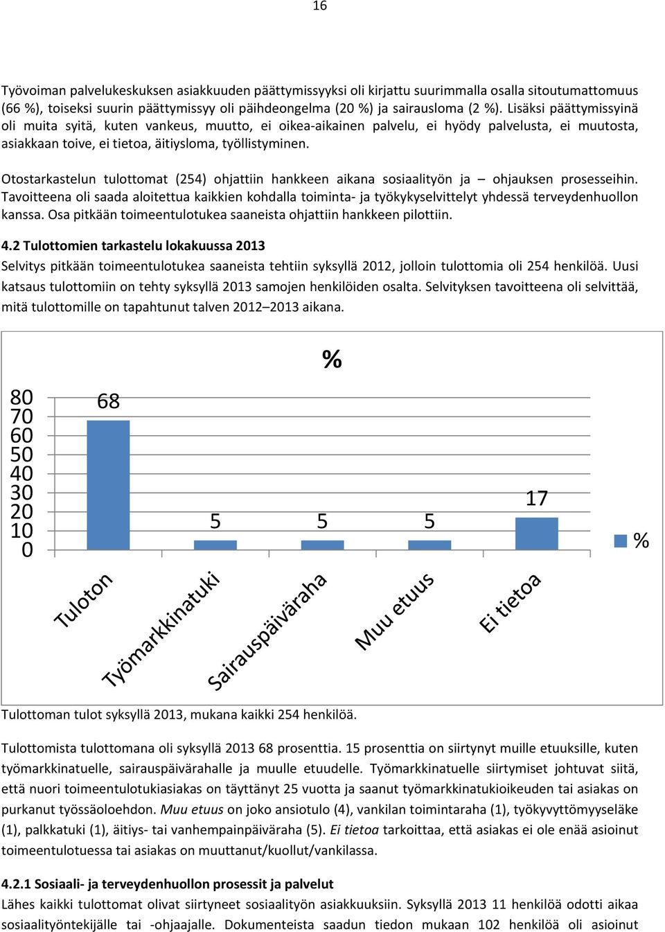 Otostarkastelun tulottomat (254) ohjattiin hankkeen aikana sosiaalityön ja ohjauksen prosesseihin.