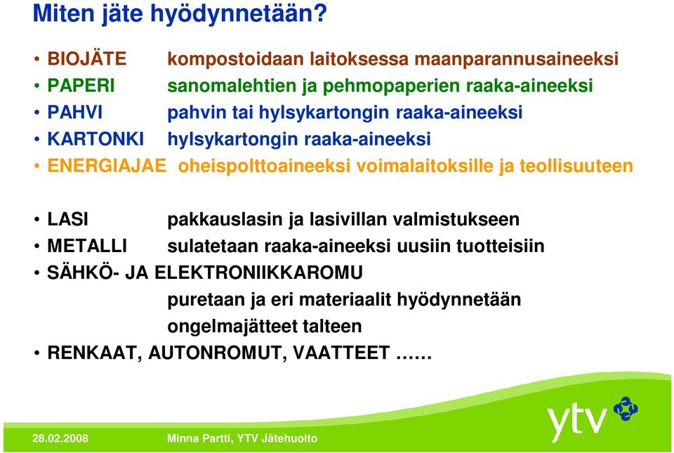 hylsykartongin raaka-aineeksi KARTONKI hylsykartongin raaka-aineeksi ENERGIAJAE oheispolttoaineeksi voimalaitoksille ja teollisuuteen