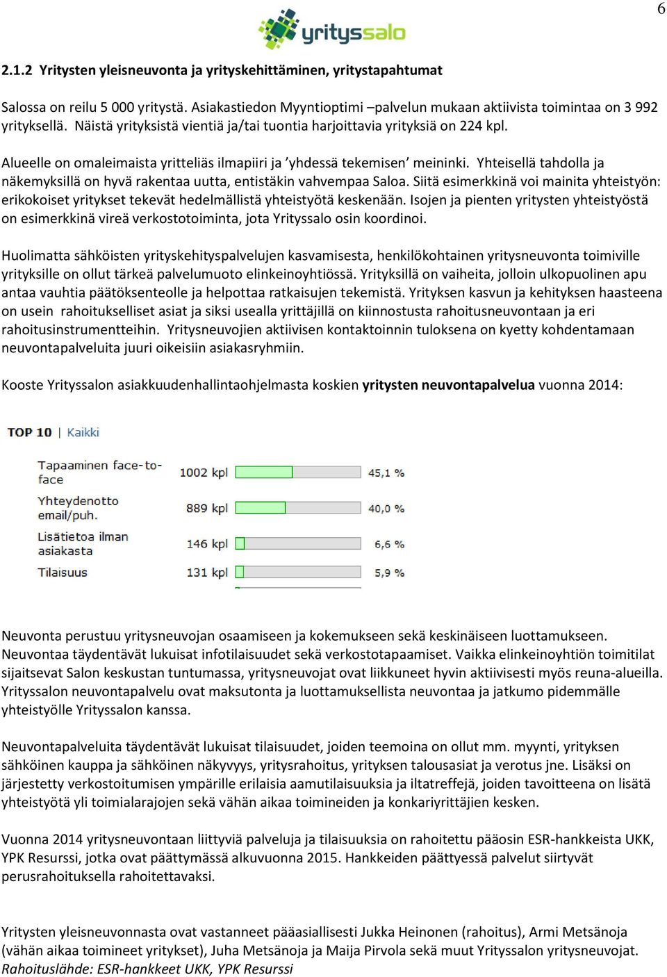 Yhteisellä tahdolla ja näkemyksillä on hyvä rakentaa uutta, entistäkin vahvempaa Saloa. Siitä esimerkkinä voi mainita yhteistyön: erikokoiset yritykset tekevät hedelmällistä yhteistyötä keskenään.
