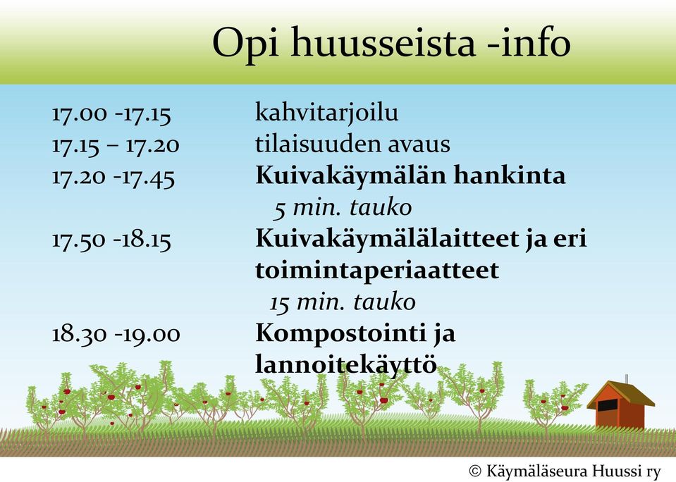 45 Kuivakäymälän hankinta 5 min. tauko 17.50-18.