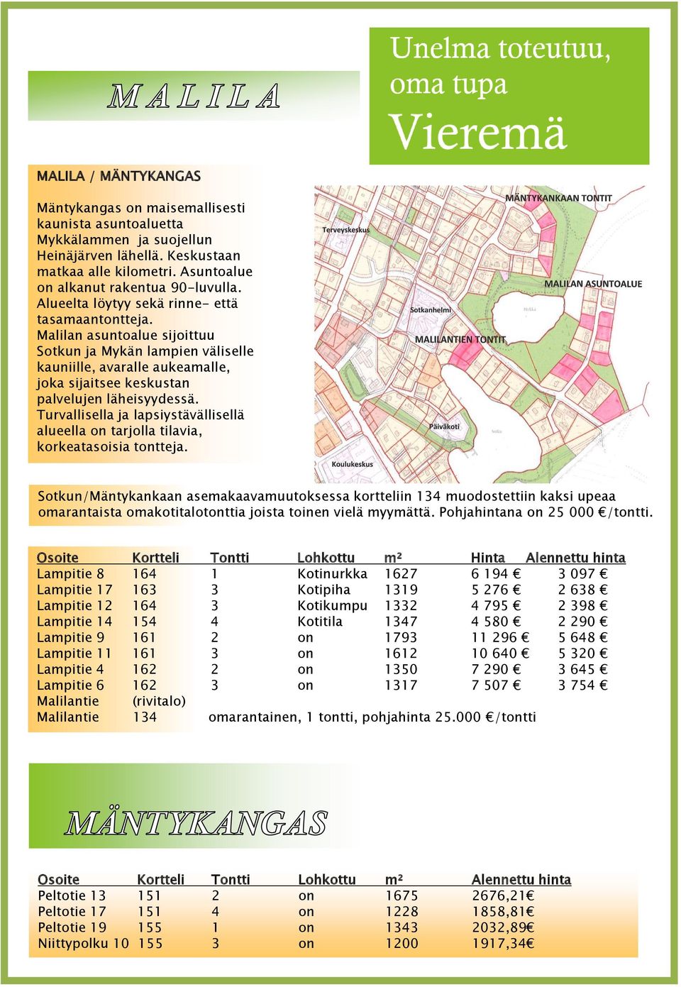 Turvallisella ja lapsiystävällisellä alueella on tarjolla tilavia, korkeatasoisia tontteja.