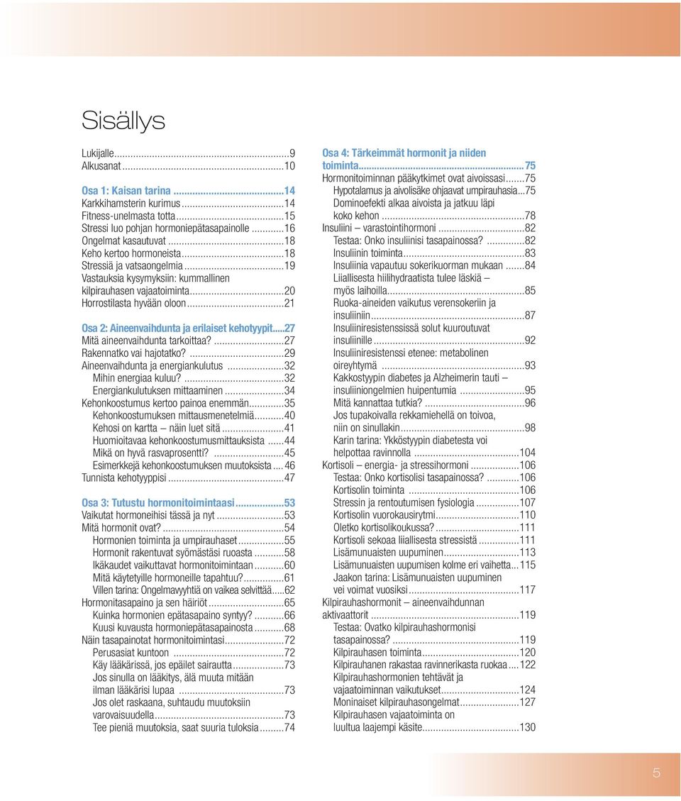 ..53...54...55...58...60...61...62...65...66...68...72 Perusasiat kuntoon...72...73...73...73...74 Osa 4: Tärkeimmät hormonit ja niiden toiminta...75.