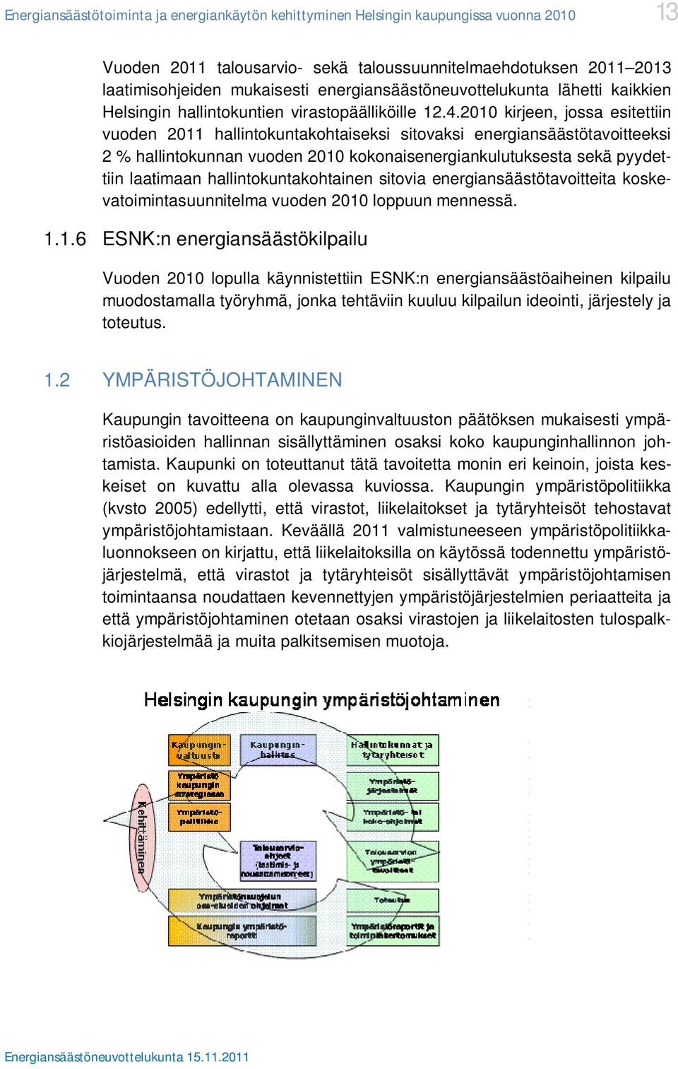 2010 kirjeen, jossa esitettiin vuoden 2011 hallintokuntakohtaiseksi sitovaksi energiansäästötavoitteeksi 2 % hallintokunnan vuoden 2010 kokonaisenergiankulutuksesta sekä pyydettiin laatimaan