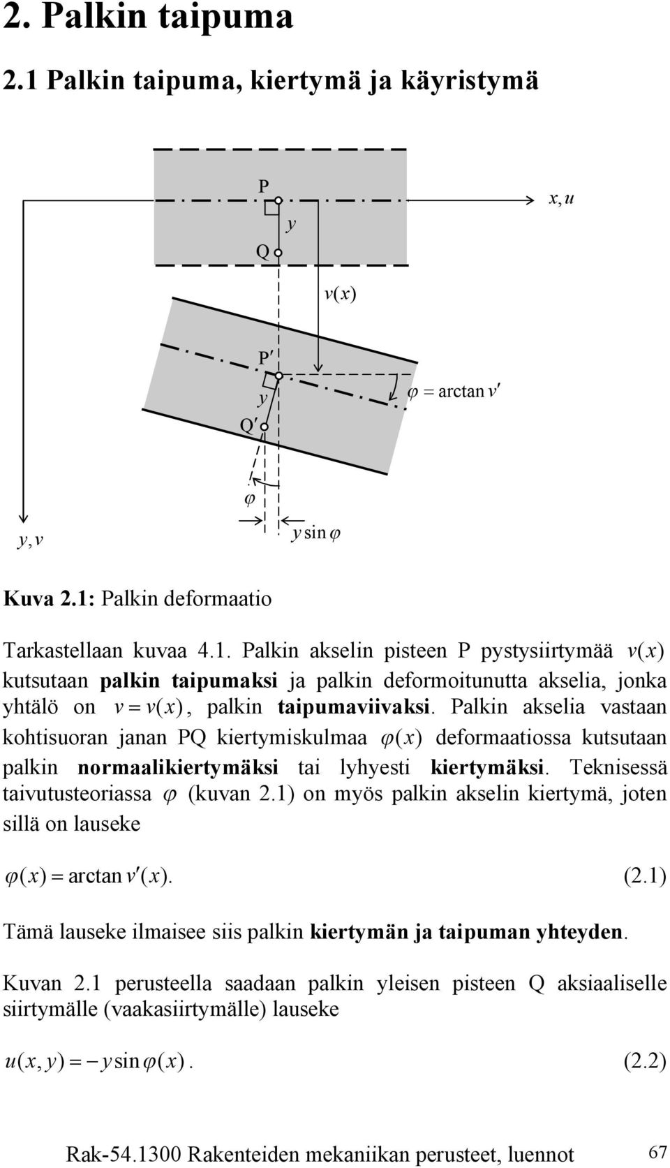 Palkin akselia astaan kohtisuoran janan PQ kiertymiskulmaa j ( ) deformaatiossa kutsutaan palkin normaalikiertymäksi tai lyhyesti kiertymäksi. Teknisessä taiutusteoriassa j (kuan.