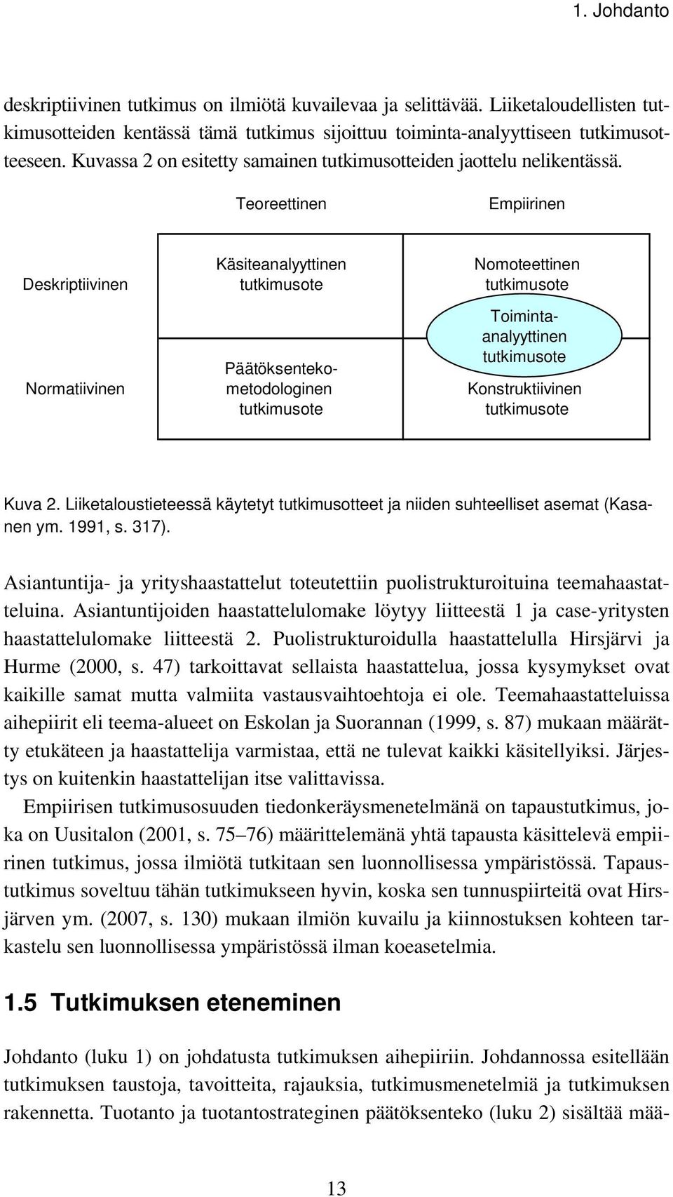 Teoreettinen Empiirinen Käsiteanalyyttinen Nomoteettinen Deskriptiivinen tutkimusote tutkimusote Toimintaanalyyttinen Päätöksentekotutkimusote Normatiivinen metodologinen Konstruktiivinen tutkimusote