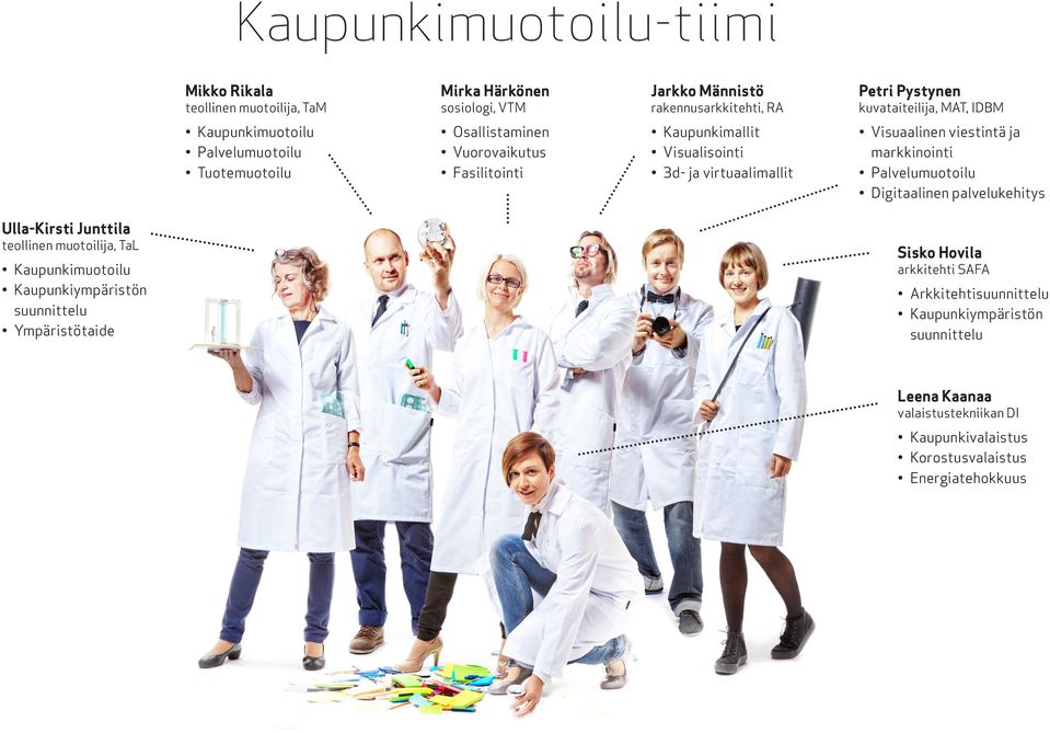ja markkinointi Palvelumuotoilu Digitaalinen palvelukehitys Ulla-Kirsti Junttila teollinen muotoilija, TaL Kaupunkimuotoilu Kaupunkiympäristön suunnittelu