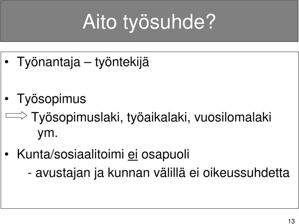 Työsopimuslaki, työaikalaki, vuosilomalaki