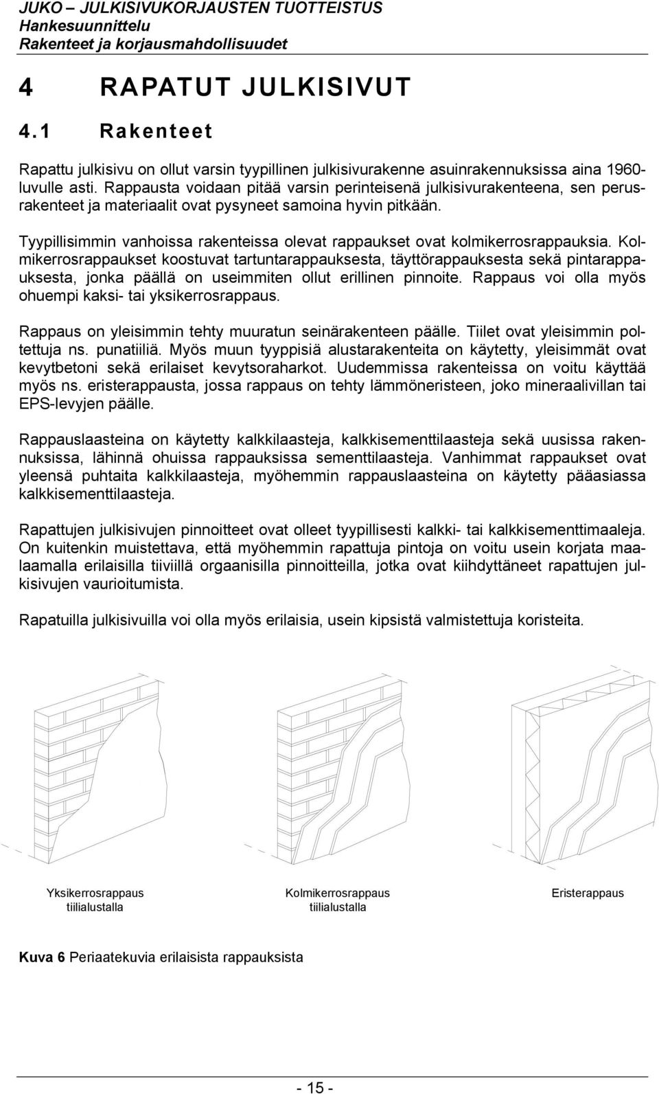 Rappausta voidaan pitää varsin perinteisenä julkisivurakenteena, sen perusrakenteet ja materiaalit ovat pysyneet samoina hyvin pitkään.