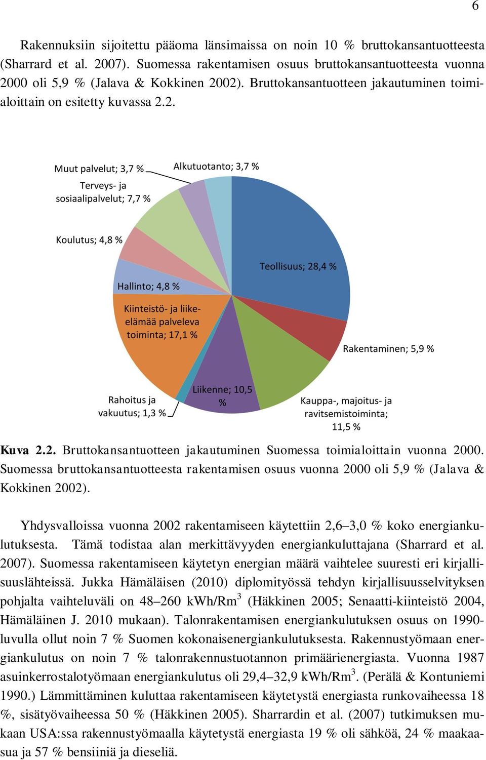 Suomessa bruttokansantuotteesta rakentamisen osuus vuonna 2000 oli 5,9 % (Jalava & Kokkinen 2002). Yhdysvalloissa vuonna 2002 rakentamiseen käytettiin 2,6 3,0 % koko energiankulutuksesta.