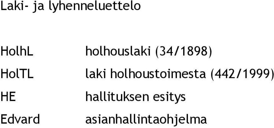holhoustoimesta (442/1999) HE