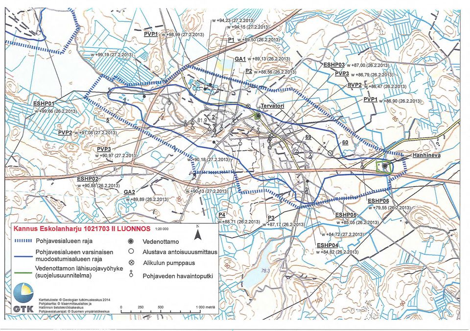 Pohjavesialueen raja C:) Vedenottamo Alikulun pumppaus Vedenottamon lähisuojavyöhyke (suojelusuunnitelma) Karttatuloste: Geologian tutkimuskeskus 2014 Pohjakartta: Maanmittauslaitos ja Hallinnon