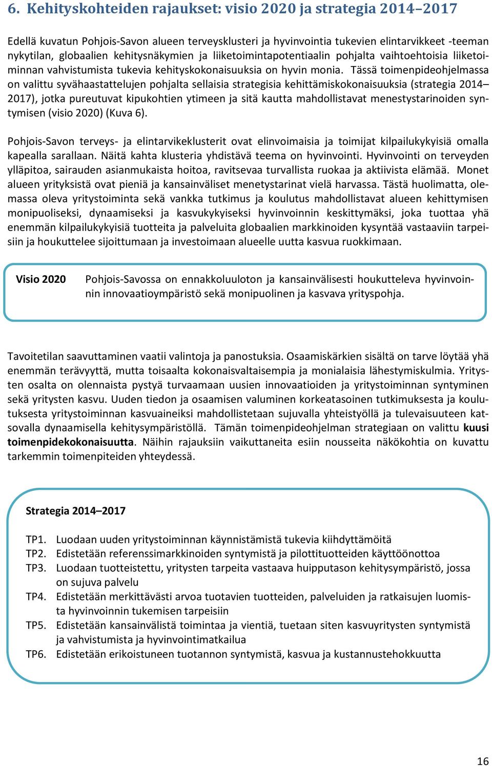 Tässä toimenpideohjelmassa on valittu syvähaastattelujen pohjalta sellaisia strategisia kehittämiskokonaisuuksia (strategia 2014 2017), jotka pureutuvat kipukohtien ytimeen ja sitä kautta