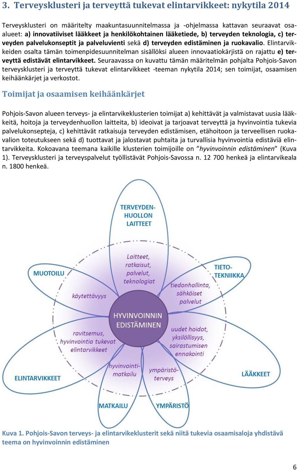 Elintarvikkeiden osalta tämän toimenpidesuunnitelman sisällöksi alueen innovaatiokärjistä on rajattu e) terveyttä edistävät elintarvikkeet.