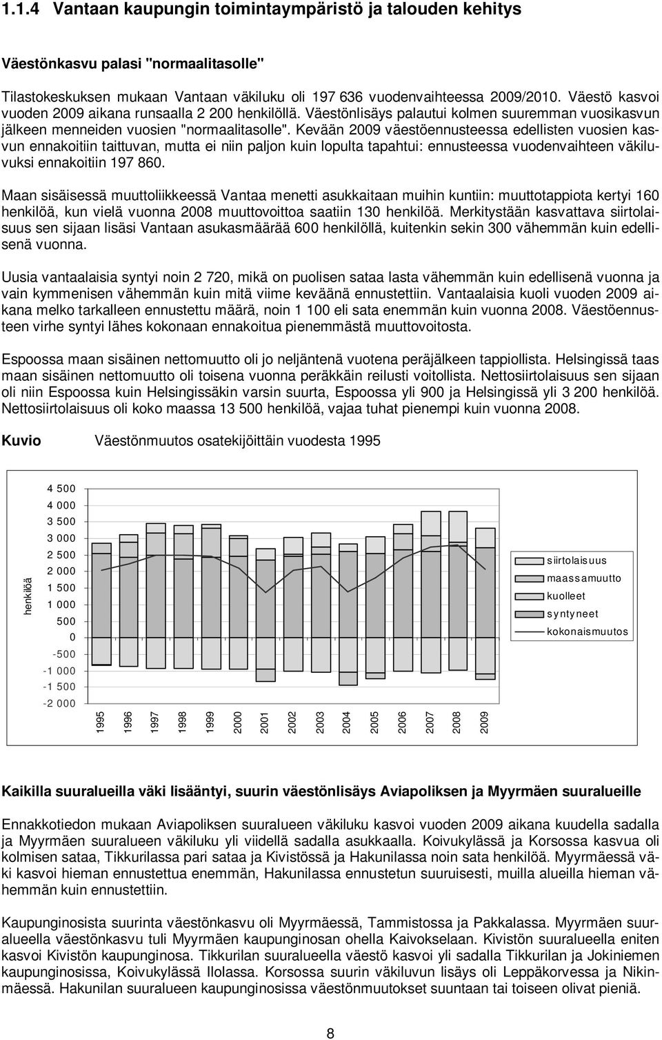 Kevään 2009 väestöennusteessa edellisten vuosien kasvun ennakoitiin taittuvan, mutta ei niin paljon kuin lopulta tapahtui: ennusteessa vuodenvaihteen väkiluvuksi ennakoitiin 197 860.