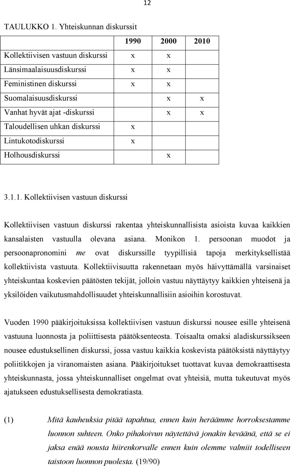 Taloudellisen uhkan diskurssi x Lintukotodiskurssi x Holhousdiskurssi x 3.1.