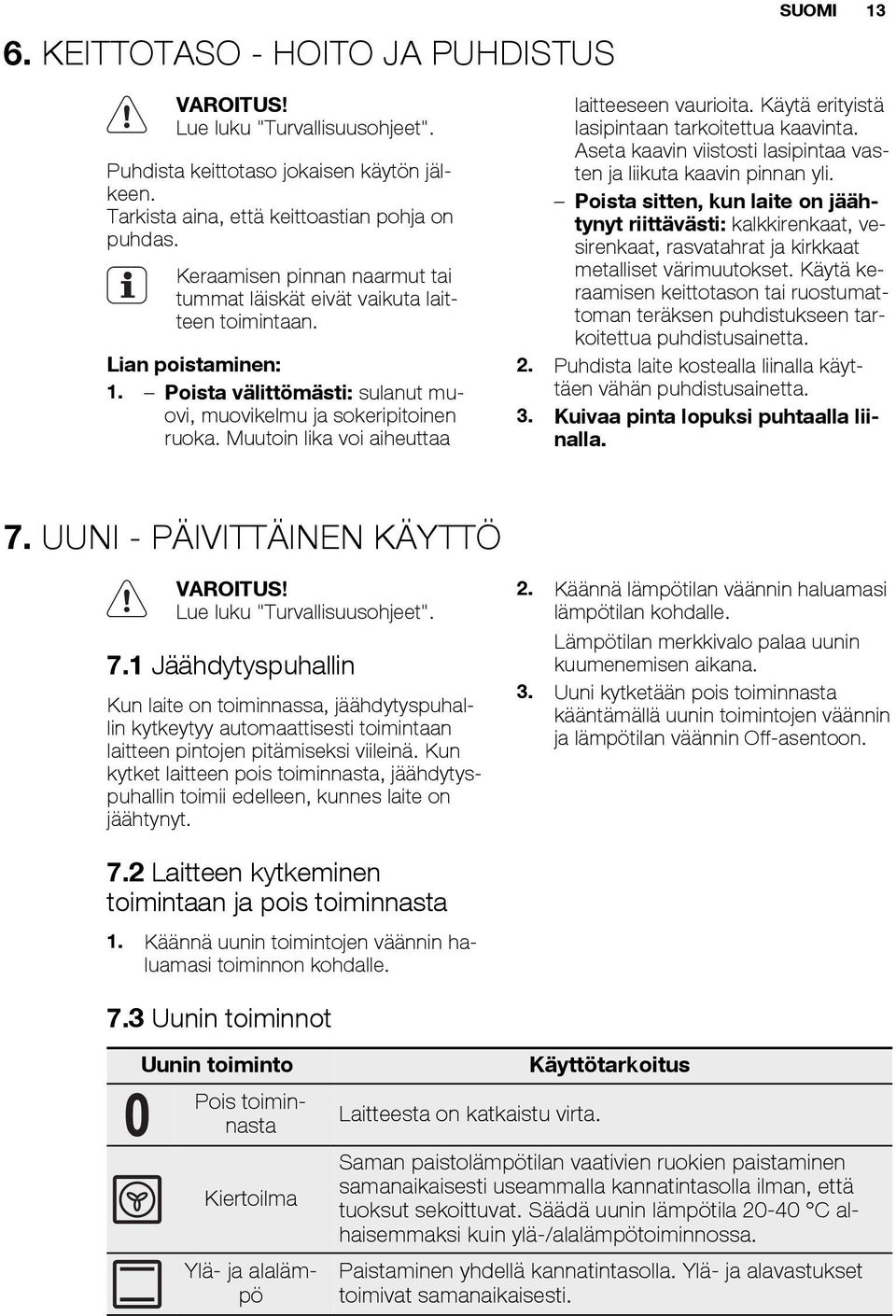 Muutoin lika voi aiheuttaa laitteeseen vaurioita. Käytä erityistä lasipintaan tarkoitettua kaavinta. Aseta kaavin viistosti lasipintaa vasten ja liikuta kaavin pinnan yli.