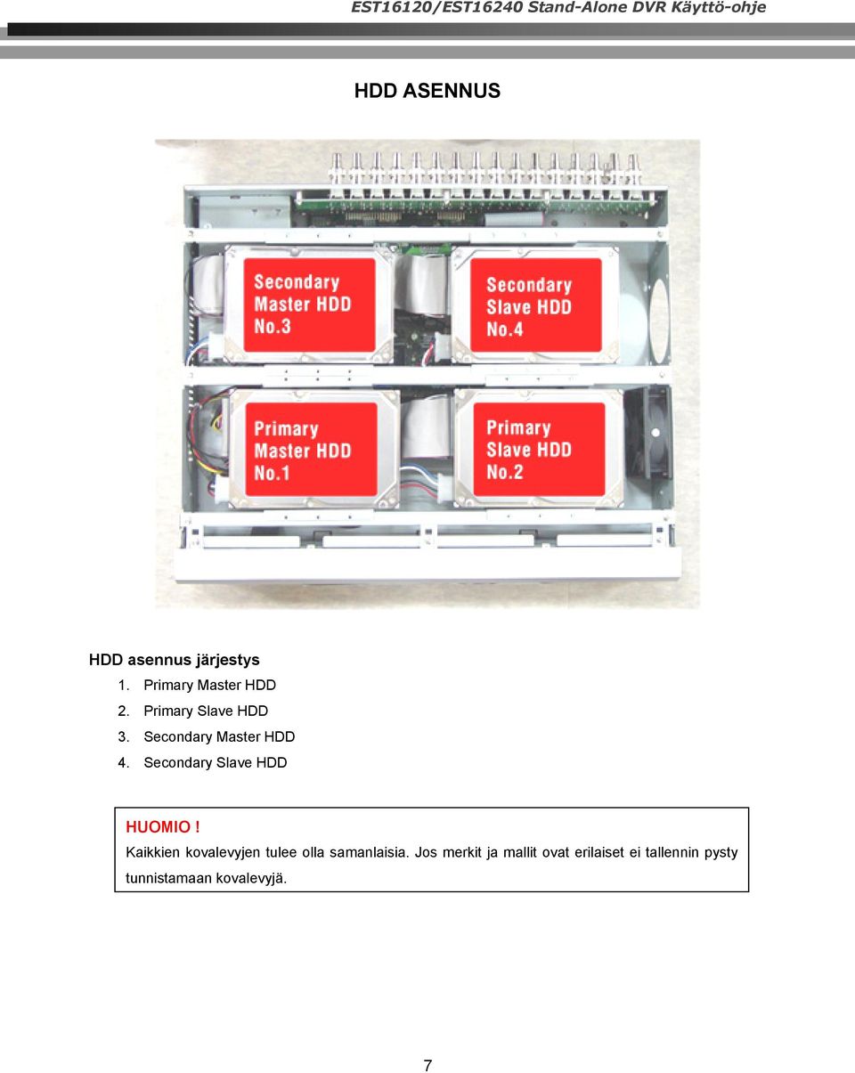 Secondary Master HDD 4. Secondary Slave HDD HUOMIO!