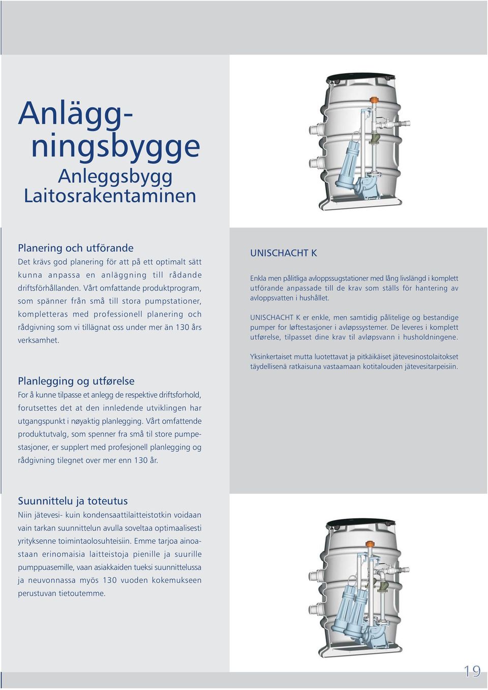 Planlegging og utførelse For å kunne tilpasse et anlegg de respektive driftsforhold, forutsettes det at den innledende utviklingen har utgangspunkt i nøyaktig planlegging.