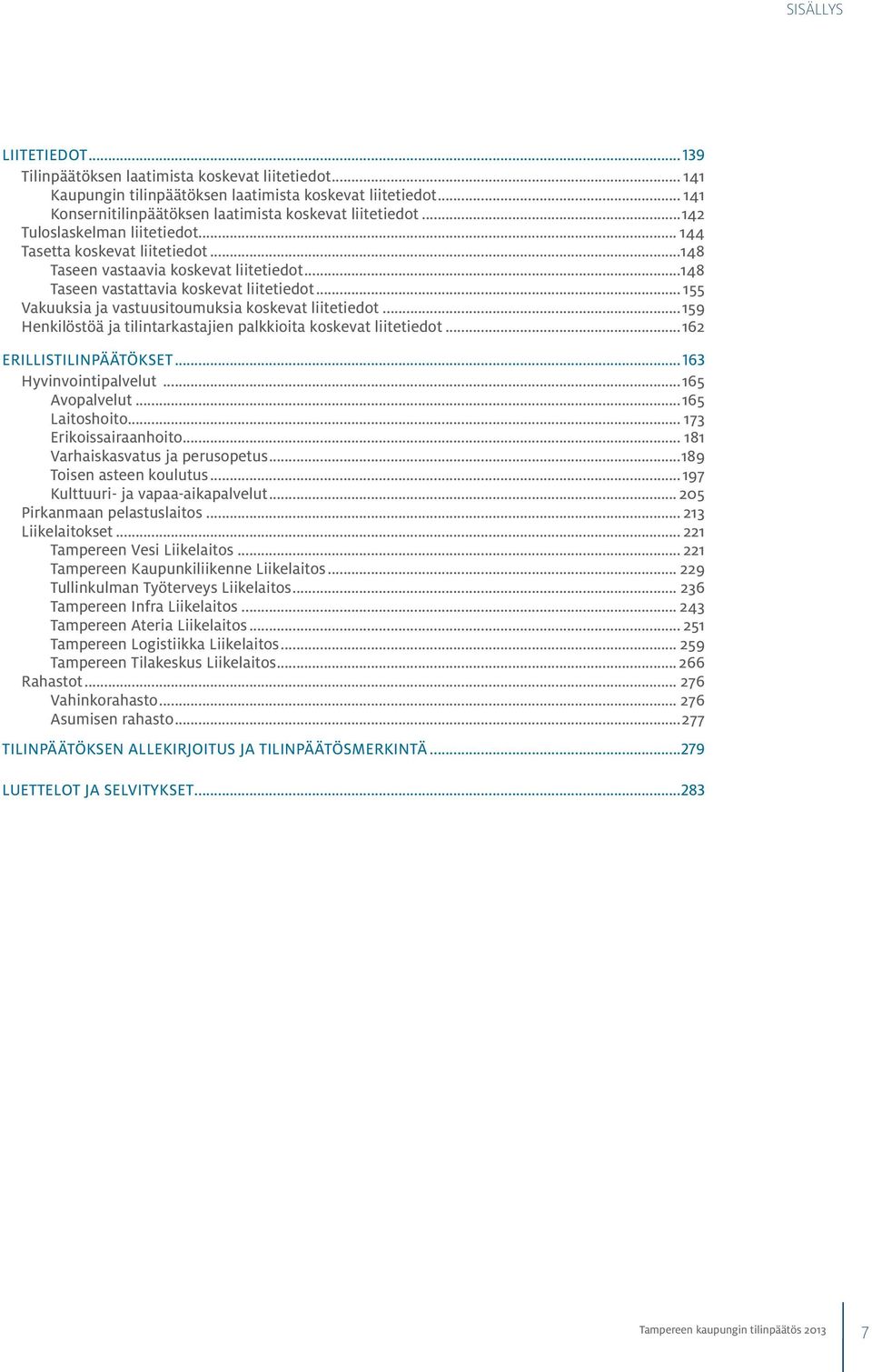 .. 155 Vakuuksia ja vastuusitoumuksia koskevat liitetiedot...159 Henkilöstöä ja tilintarkastajien palkkioita koskevat liitetiedot...162 Erillistilinpäätökset...163 Hyvinvointipalvelut...165 Avopalvelut.