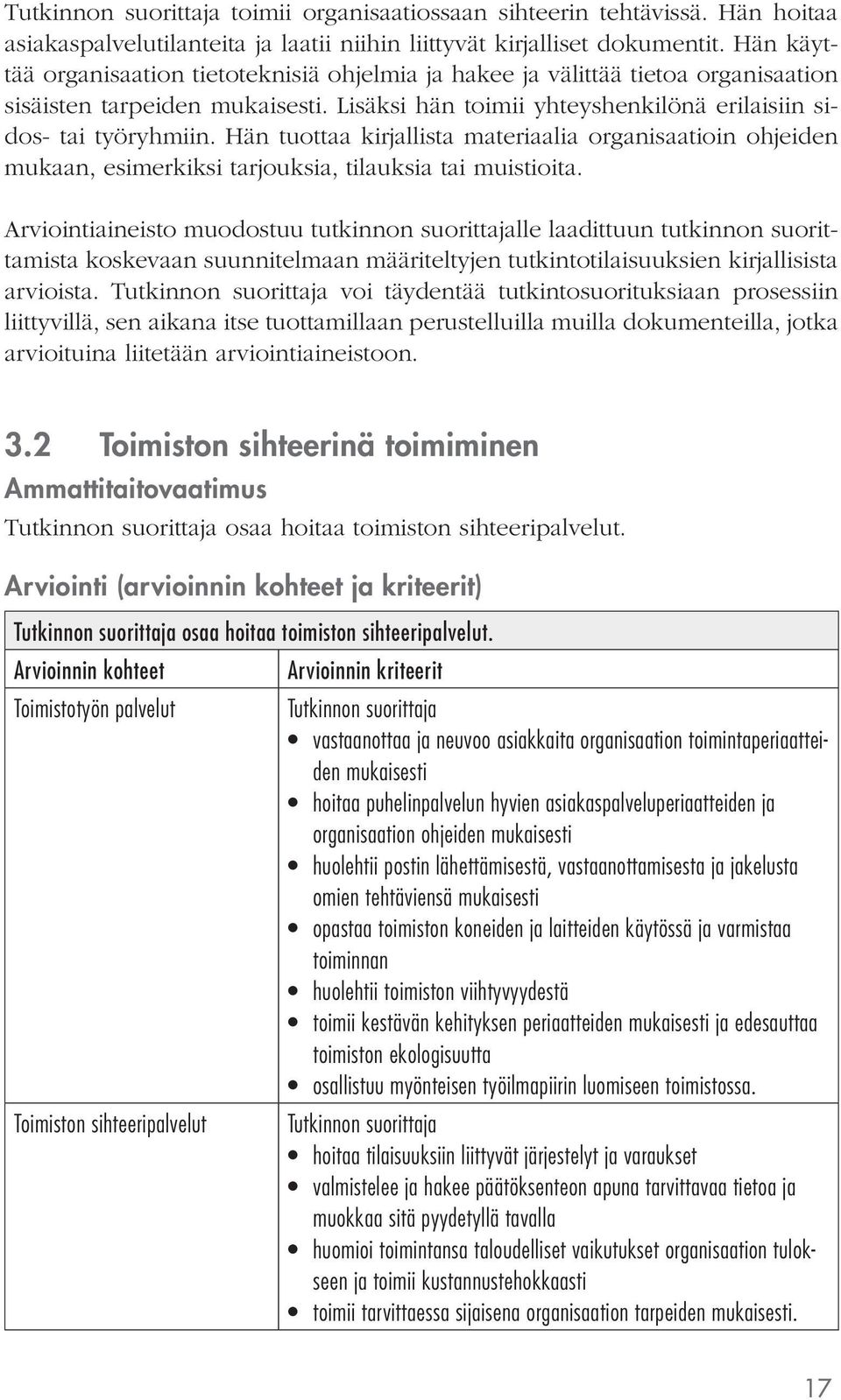 Hän tuottaa kirjallista materiaalia organisaatioin ohjeiden mukaan, esimerkiksi tarjouksia, tilauksia tai muistioita.