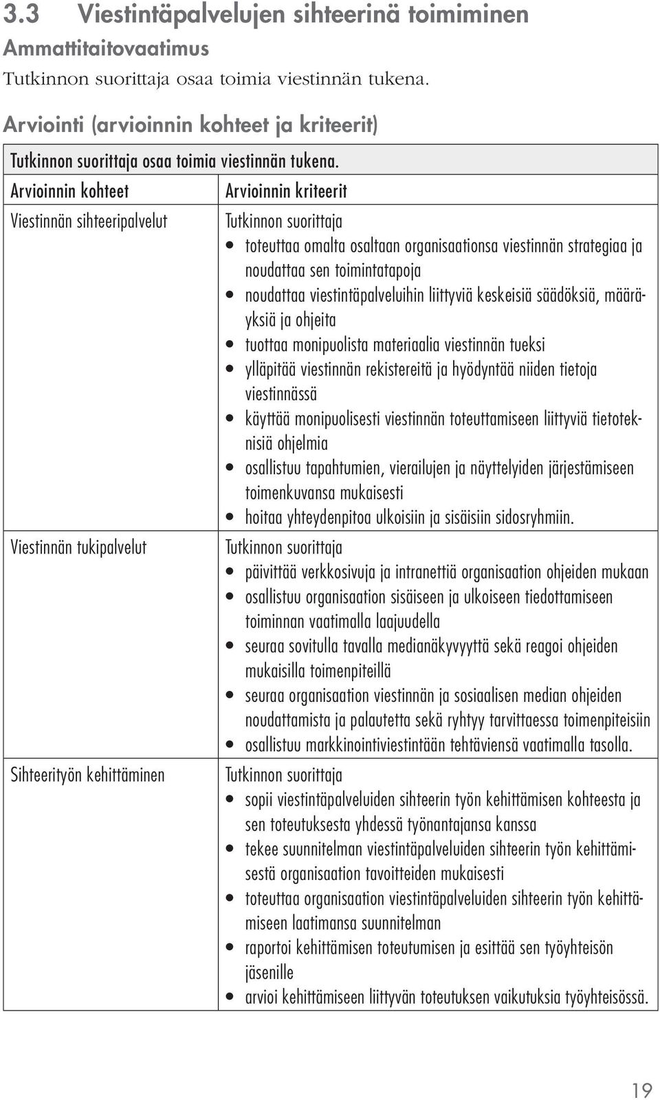 liittyviä keskeisiä säädöksiä, määräyksiä ja ohjeita tuottaa monipuolista materiaalia viestinnän tueksi ylläpitää viestinnän rekistereitä ja hyödyntää niiden tietoja viestinnässä käyttää