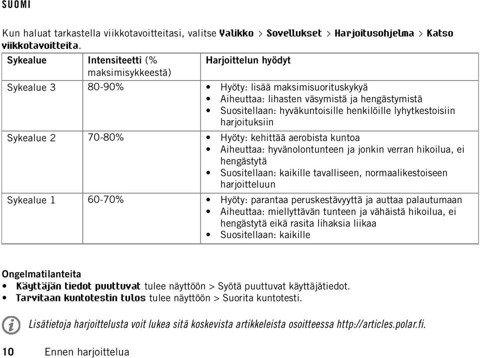 henkilöille lyhytkestoisiin harjoituksiin Sykealue 2 70-80% Hyöty: kehittää aerobista kuntoa Aiheuttaa: hyvänolontunteen ja jonkin verran hikoilua, ei hengästytä Suositellaan: kaikille tavalliseen,
