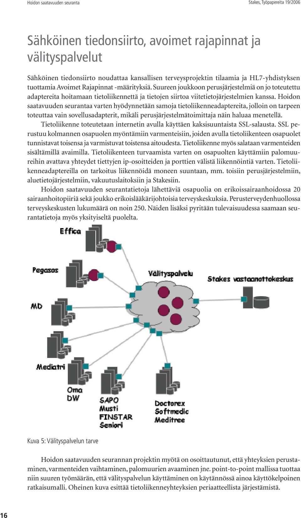 Hoidon saatavuuden seurantaa varten hyödynnetään samoja tietoliikenneadaptereita, jolloin on tarpeen toteuttaa vain sovellusadapterit, mikäli perusjärjestelmätoimittaja näin haluaa menetellä.