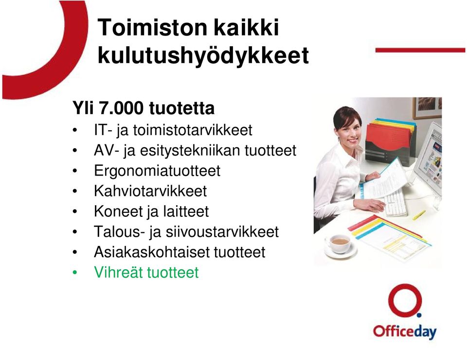 esitystekniikan tuotteet Ergonomiatuotteet Kahviotarvikkeet